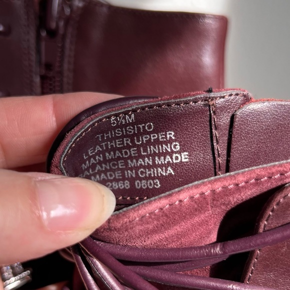 Nine West Maroon Leather Lace-Up Boot Size 5 1/2 - Picture 3 of 12